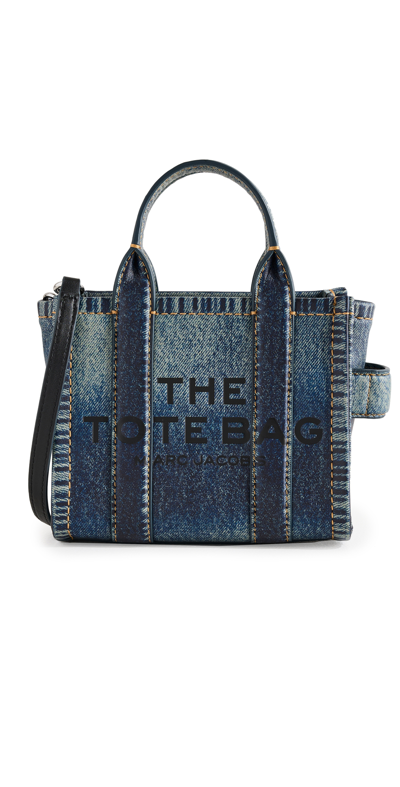MARC JACOBS THE DENIM PRINTED LEATHER CROSSBODY TOTE BAG DENIM