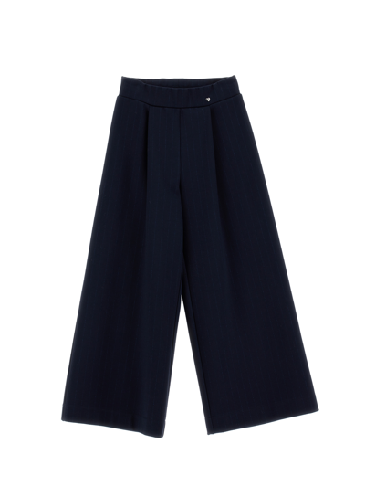Monnalisa Kids'   Pinstripe Cropped Trousers In Dark Blue