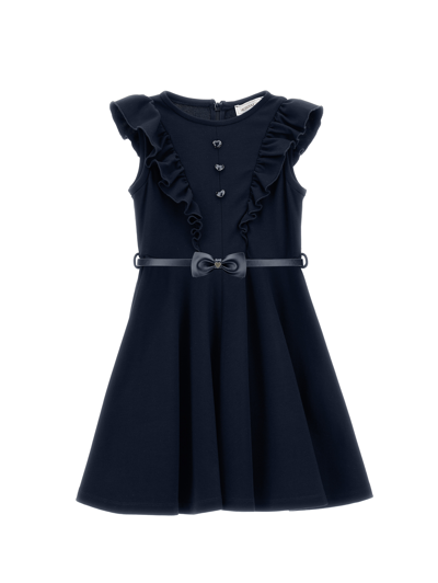 Monnalisa Kids'   Jersey Pinafore With Circle Skirt In Dark Blue