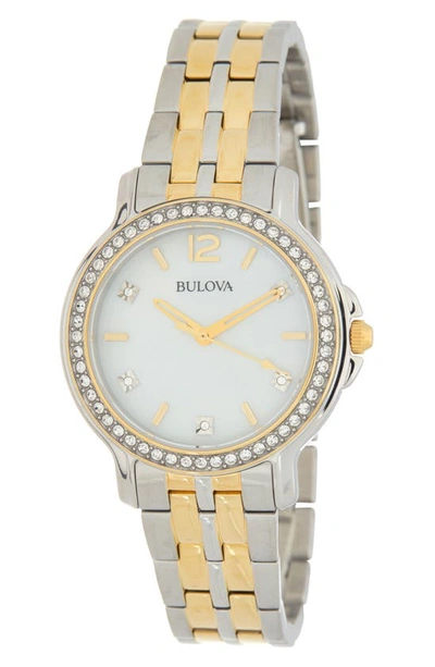 Bulova Crystal Two-tone Bracelet Strap Watch