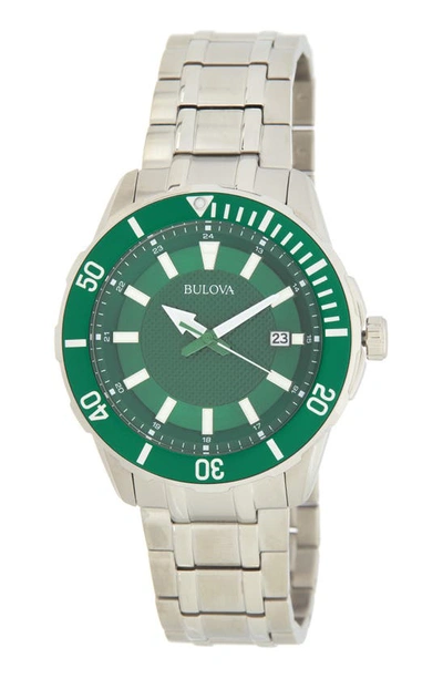 Bulova Classic Sport Water Resistant Bracelet Watch, 44mm In Green