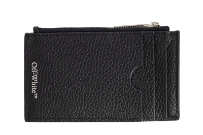 Pre-owned Off-white Diag Zipped Card Case Black