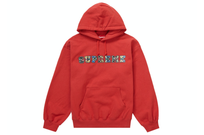 Pre-owned Supreme Collegiate Patchwork Leather Hooded Sweatshirt Burnt Red