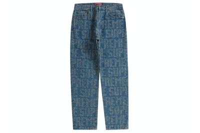 Pre-owned Supreme Needle Punch Regular Jean Washed Blue