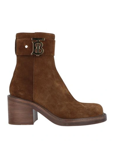 Burberry Woman Ankle Boots Brown Size 8.5 Soft Leather In Beige