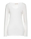 120% Lino Woman Sweater Off White Size M Cashmere