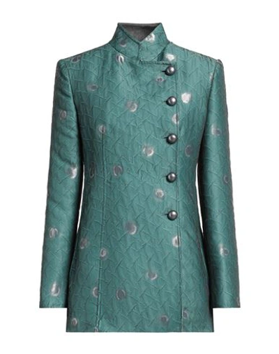 Emporio Armani Woman Coat Deep Jade Size 10 Polyester, Polyamide In Green
