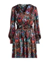 Caliban Woman Mini Dress Brown Size 6 Polyamide, Silk, Elastane