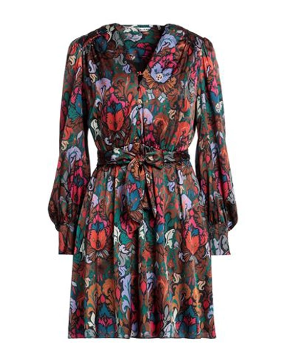 Caliban Woman Mini Dress Brown Size 6 Polyamide, Silk, Elastane