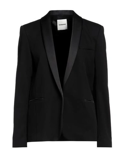 Sandro Woman Blazer Black Size 10 Viscose, Virgin Wool, Elastane
