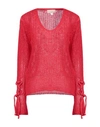 120% Lino Woman Sweater Red Size Xs Cashmere, Mohair Wool, Wool, Polyamide In Red