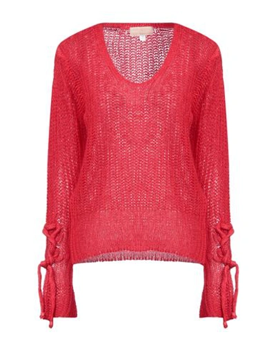 120% Lino Woman Sweater Red Size M Cashmere, Mohair Wool, Wool, Polyamide
