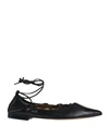 B. Immagine Woman Ballet Flats Black Size 11 Soft Leather In Black
