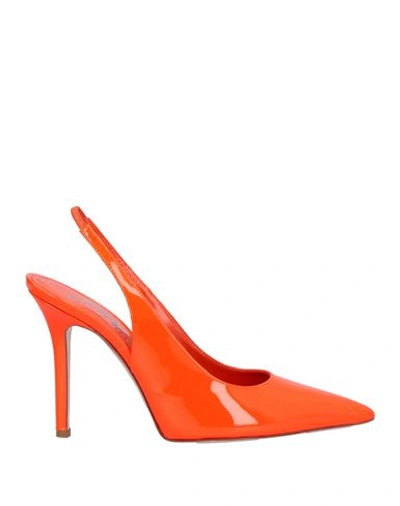 Bettina Vermillon Woman Pumps Orange Size 10 Soft Leather