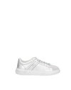 Hogan Woman Sneakers Silver Size 10 Soft Leather In Silver