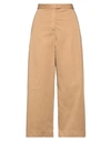 MYTHS MYTHS WOMAN PANTS CAMEL SIZE 4 PIMA COTTON, ELASTANE