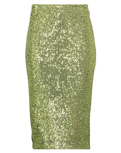 Brand Unique Woman Midi Skirt Acid Green Size 3 Polyester, Elastane