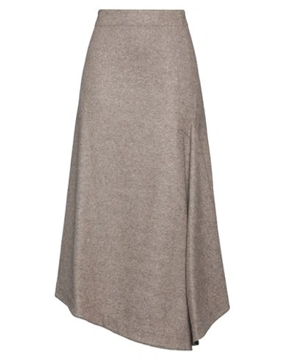 Jil Sander Woman Midi Skirt Light Brown Size 4 Virgin Wool, Polyamide In Beige