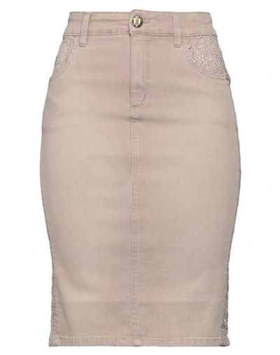 Marani Jeans Woman Denim Skirt Light Brown Size 12 Cotton, Elastane In Pink