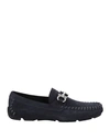 Ferragamo Man Loafers Midnight Blue Size 6.5 Soft Leather In Blue