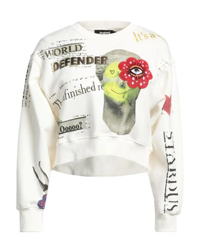 Desigual Woman Sweatshirt Off White Size Xl Cotton