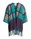 Dimora Woman Cardigan Turquoise Size Onesize Polyester, Virgin Wool In Blue