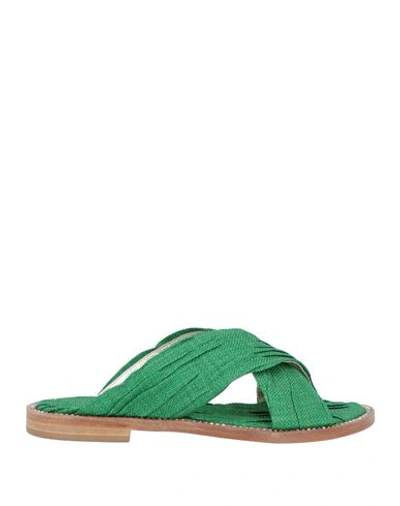 Emanuela Caruso Capri Woman Sandals Green Size 8.5 Textile Fibers