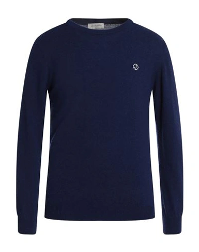 Jeckerson Man Sweater Navy Blue Size Xl Viscose, Wool, Polyamide, Cashmere In Navy Blue