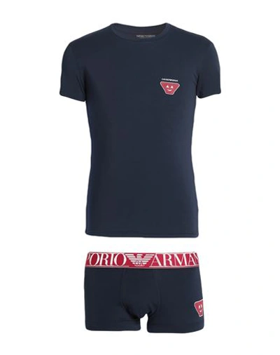 Emporio Armani Man Underwear Set Navy Blue Size M Cotton, Elastane, Polyamide, Polyester