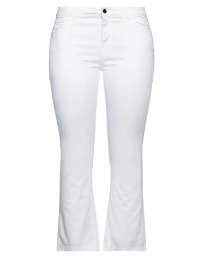 The M .. Woman Jeans White Size M Cotton, Elastane