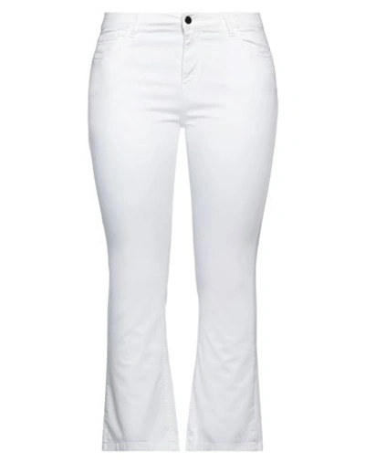 The M .. Woman Jeans White Size L Cotton, Elastane
