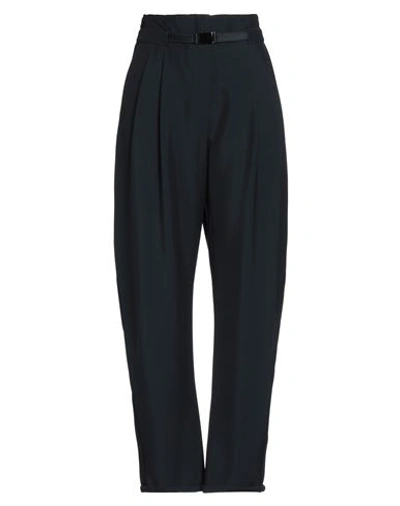 Emporio Armani Belted Pleated Crepe Tapered Pants In Blue