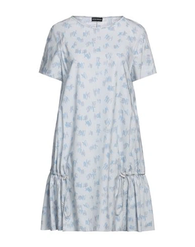 Emporio Armani Woman Short Dress Sky Blue Size 8 Cotton