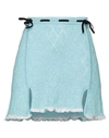 Cormio Isha Velvet-trimmed Pointelle-knit Cotton-blend Mini Skirt In Blue