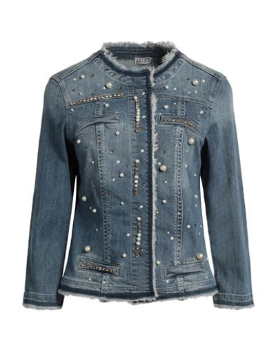 Liu •jo Woman Denim Outerwear Blue Size 6 Cotton, Elastane