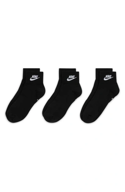 Nike Assorted 3-pack Dri-fit Essential Ankle Socks In Black/ White