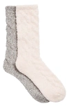 Nordstrom Rack Butter Cable Knit Crew Socks In Pink Veil Rose- Grey