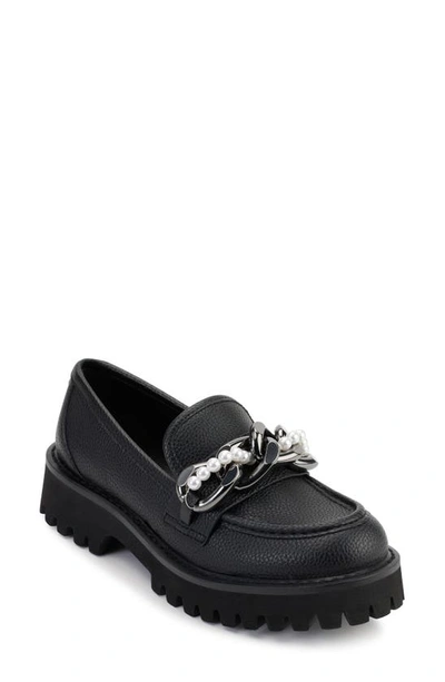 Karl Lagerfeld Gemsy Chain Strap Loafer In Black