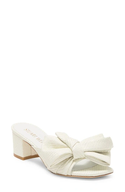 Stuart Weitzman Loveknot Block Heel Sandal In Cream