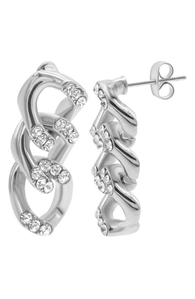 Adornia Cubic Zirconia Curb Chain Drop Earrings In Silver