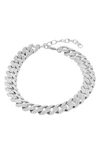 Adornia Edgy Cuban Crystal Adjustable Choker Chain Necklace Silver In Silver