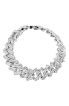 Adornia Edgy Cuban Crystal Chain Bracelet Silver In Silver