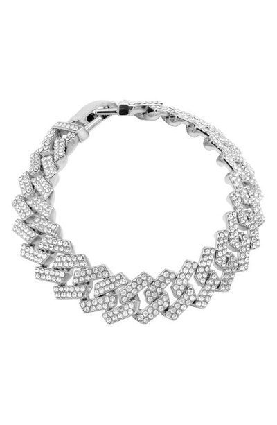 Adornia Edgy Cuban Crystal Chain Bracelet Silver