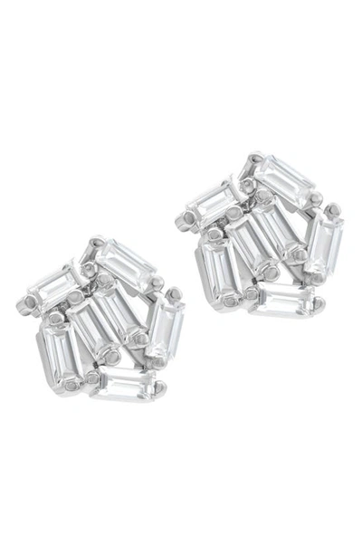 Adornia Baguette Cz Cluster Stud Earrings In Silver