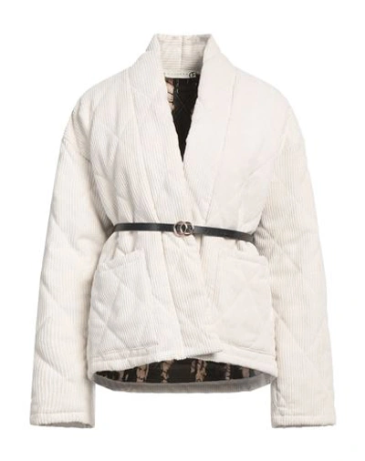 Haveone Woman Jacket Ivory Size M Polyester, Polyamide, Elastane, Viscose In White