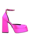 Versace Woman Pumps Fuchsia Size 8 Viscose, Silk In Pink