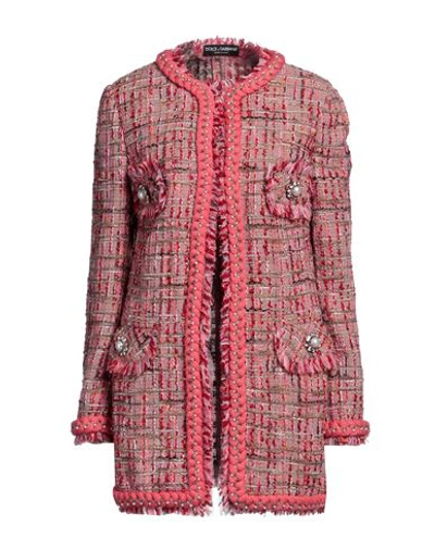 Dolce & Gabbana Woman Overcoat & Trench Coat Pink Size 6 Wool, Cotton, Polyester, Synthetic Fibers,