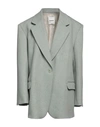 Sandro Woman Blazer Sage Green Size 10 Wool, Polyamide