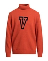 Lanificio Pubblico Man Turtleneck Orange Size 44 Wool, Polyamide In Orange