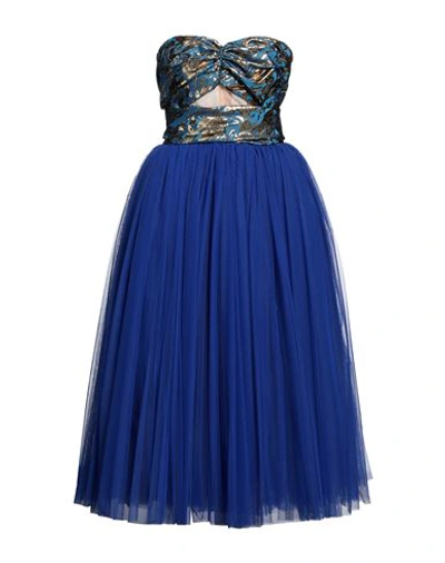 Dolce & Gabbana Woman Midi Dress Blue Size 10 Polyamide, Polyester, Viscose